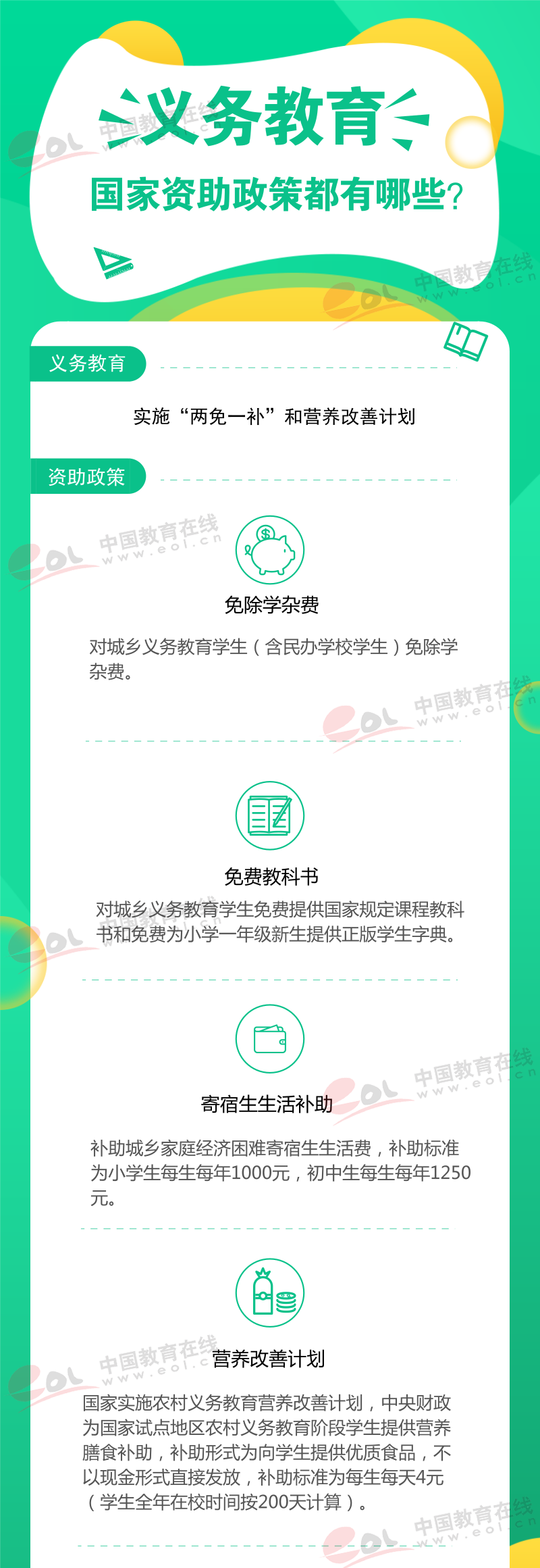 義務教育國家資助政策有哪些？